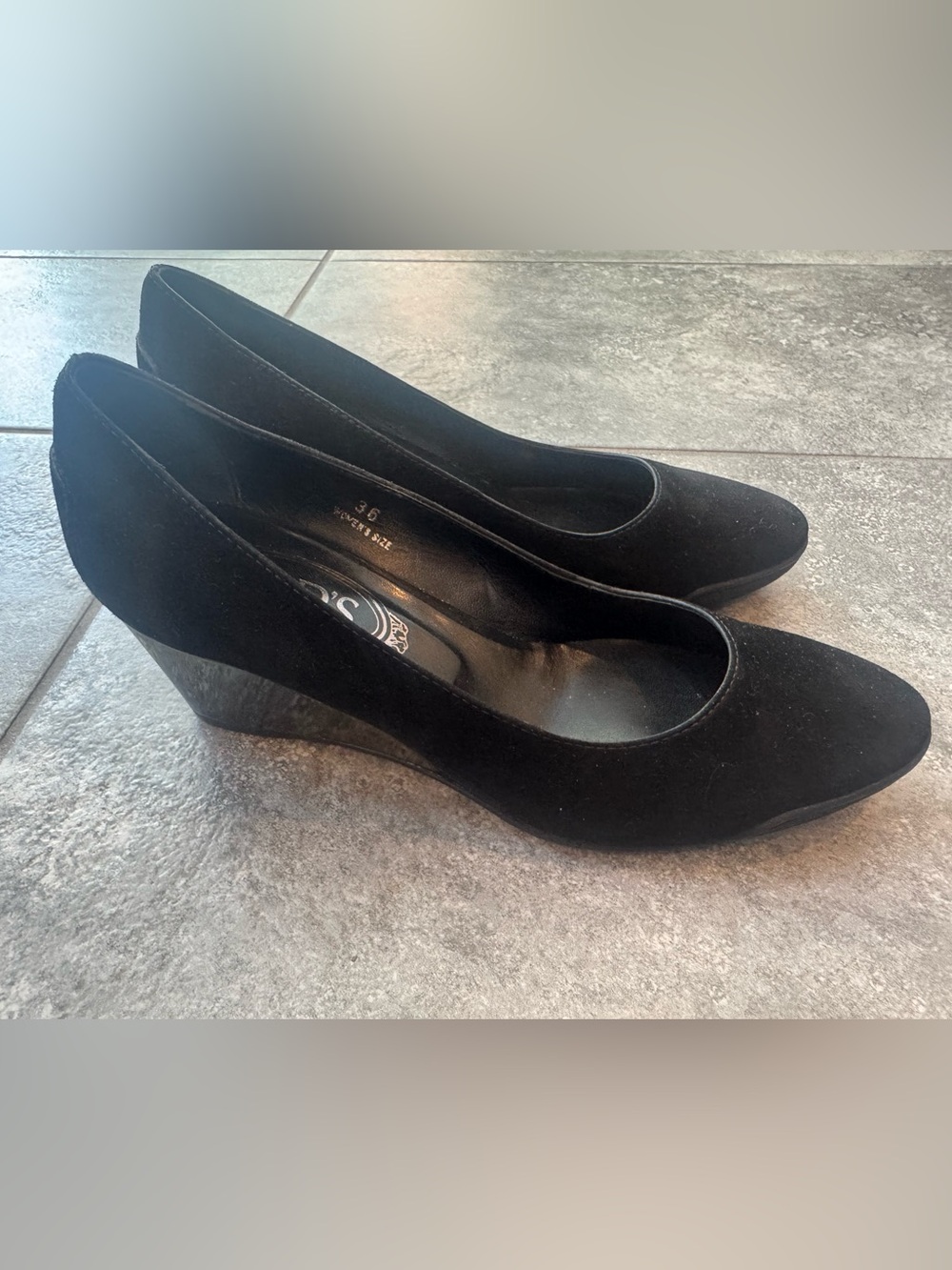Tods Black Suede Wedge Pumps EU 36 US 6 Made in Italy